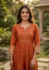 Adrija By Vitara Chanderi Jacquard Size Combo Kurtis Set 
